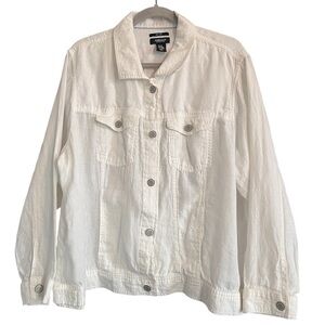 Jones New York 100% Linen Jacket in White size 2X